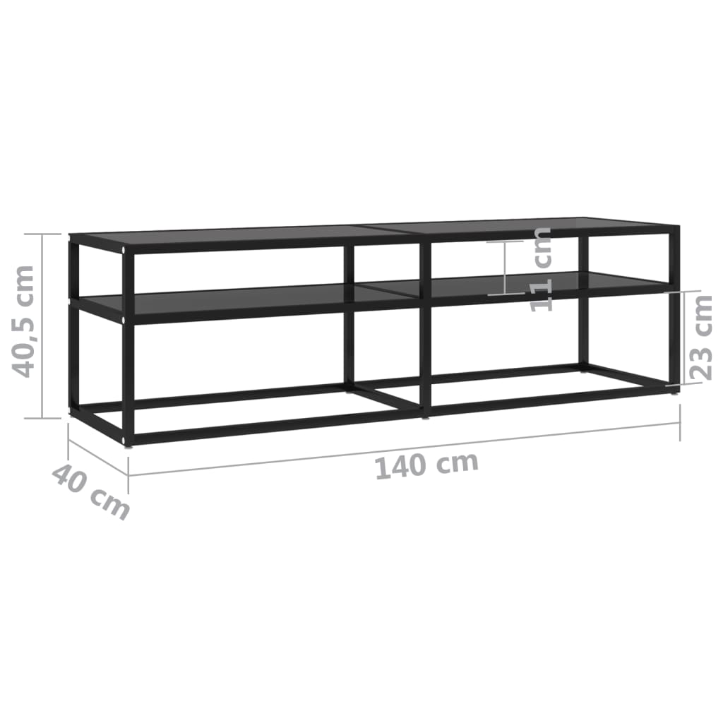 TV-Schrank Schwarz 140x40x40,5 cm Hartglas