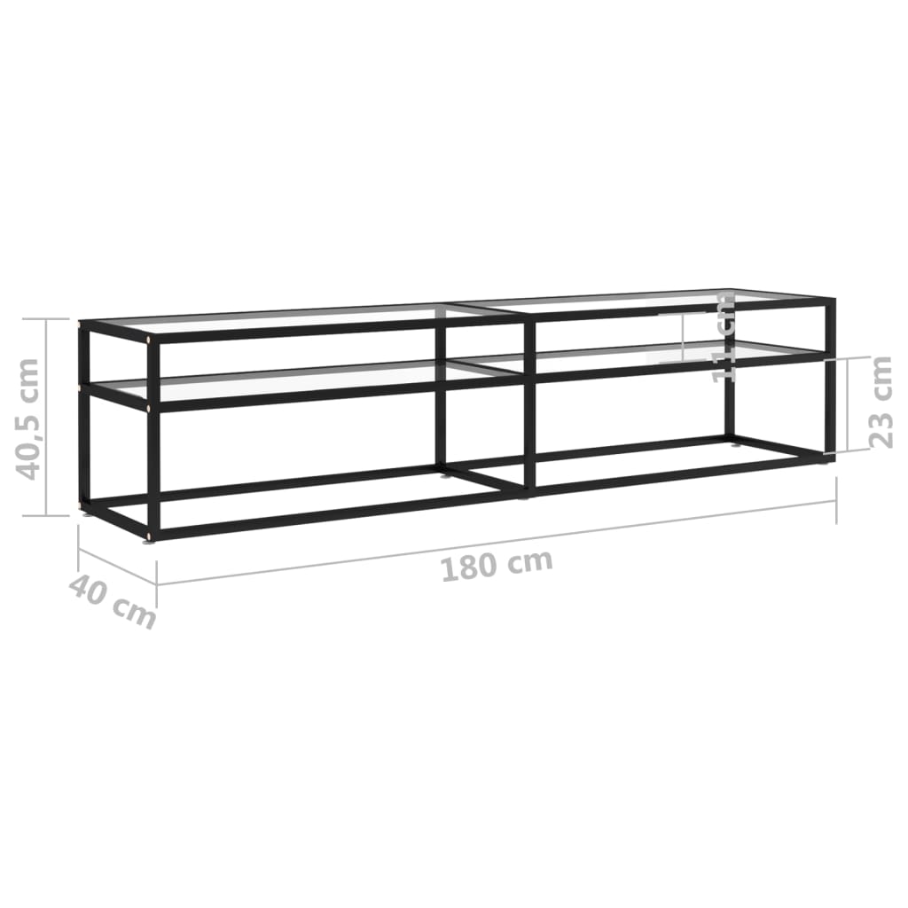 TV-Schrank Transparent 180x40x40,5 cm Hartglas