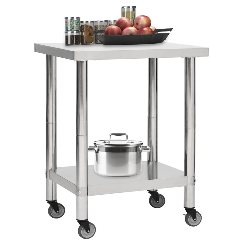 Küchen-Arbeitstisch mit Rollen 80x45x85 cm Edelstahl