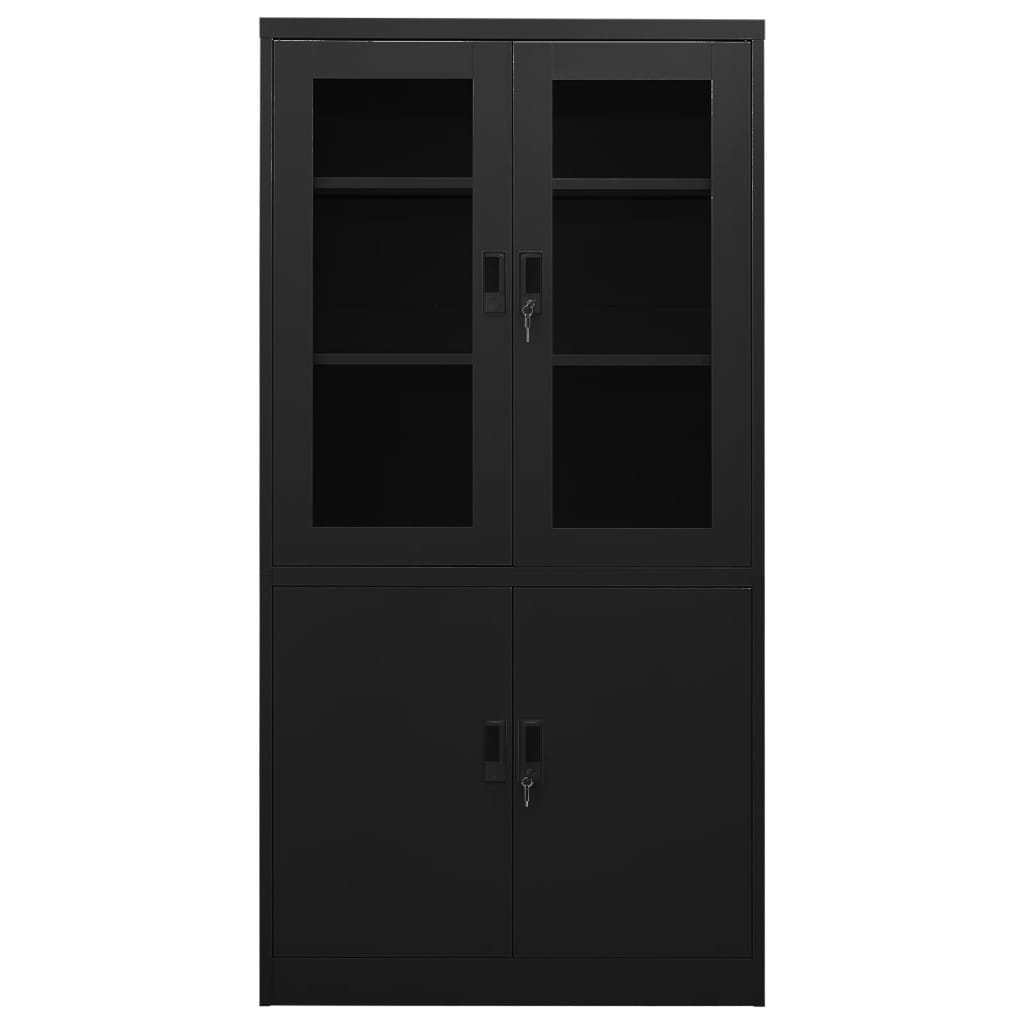 Büroschrank Schwarz 90x40x180 cm Stahl