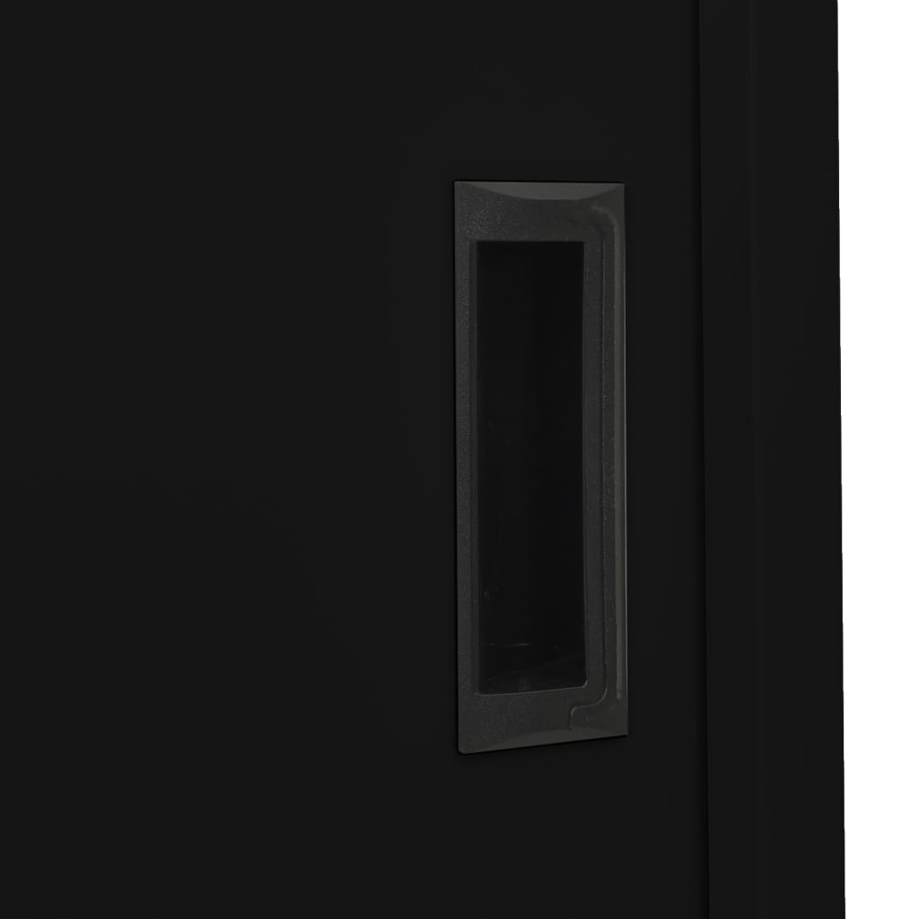 Büroschrank mit Schiebetür Schwarz 90x40x180 cm Stahl