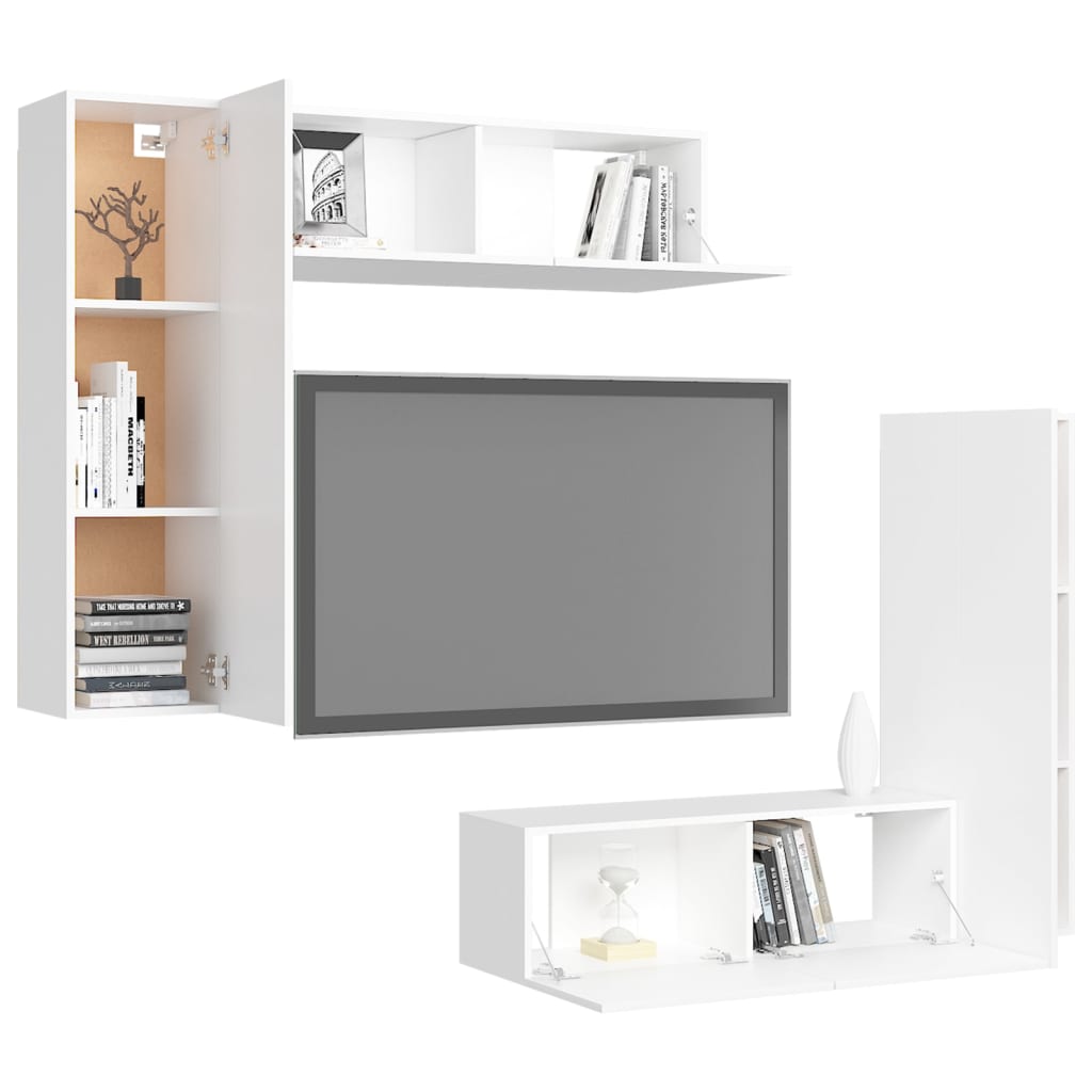 4-tlg. TV-Schrank-Set Weiß Holzwerkstoff