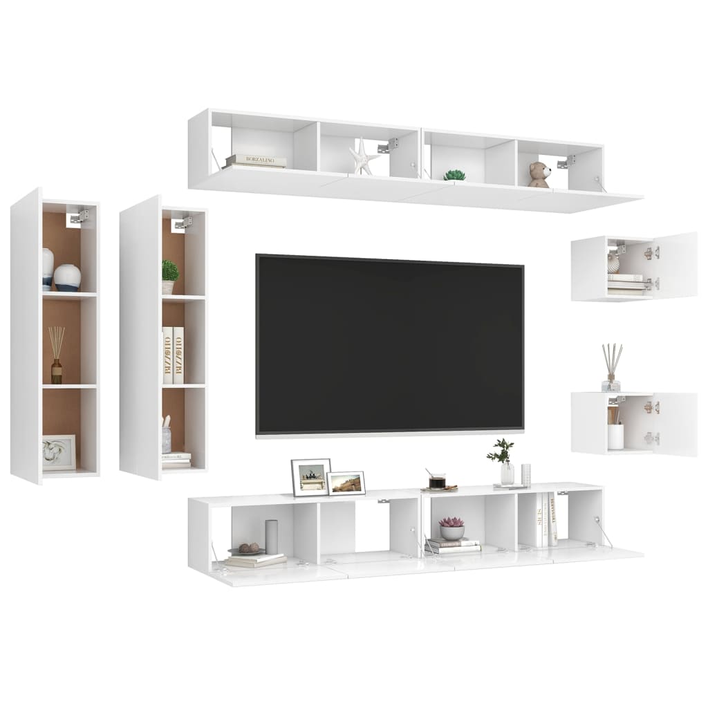 8-tlg. TV-Schrank-Set Weiß Holzwerkstoff