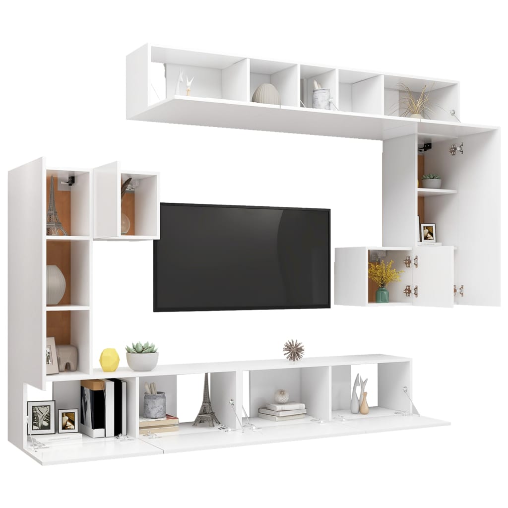 8-tlg. TV-Schrank-Set Weiß Holzwerkstoff