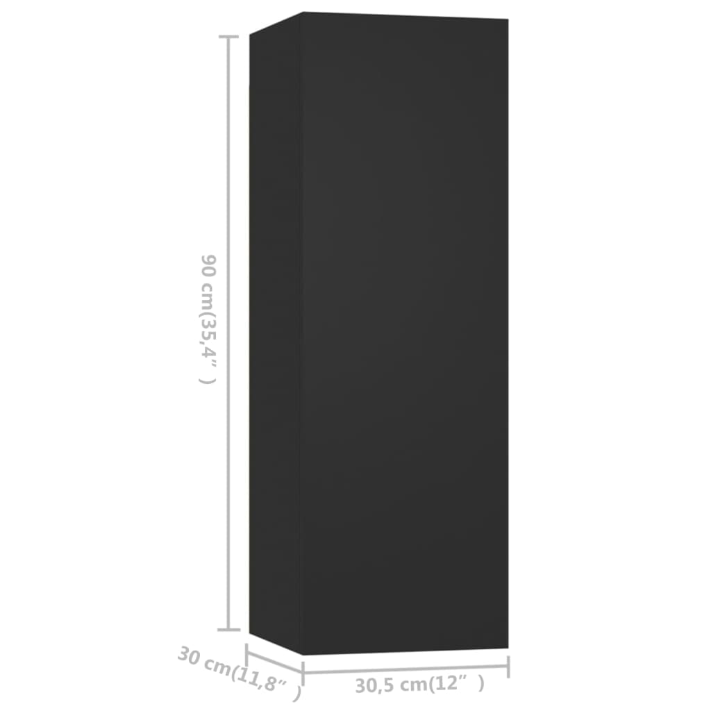 9-tlg. TV-Schrank-Set Schwarz Holzwerkstoff