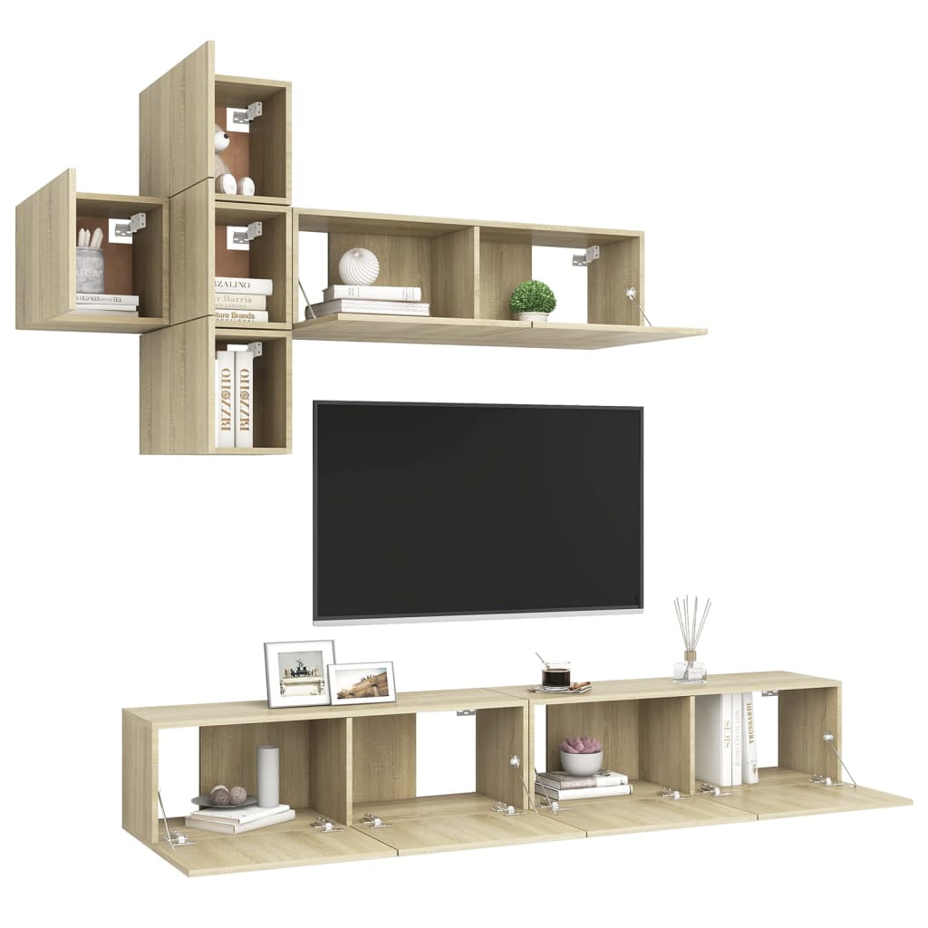 7-tlg. TV-Schrank-Set Sonoma-Eiche Holzwerkstoff