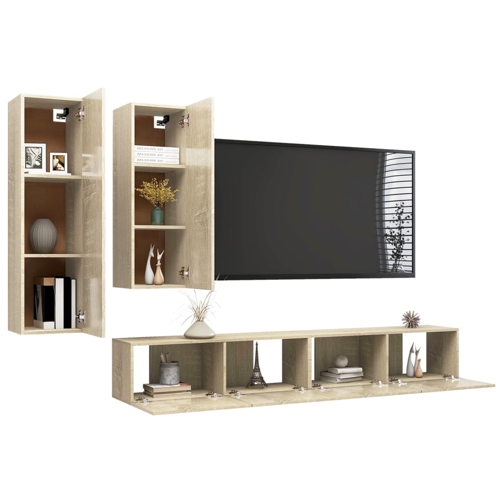 4-tlg. TV-Schrank-Set Sonoma-Eiche Holzwerkstoff