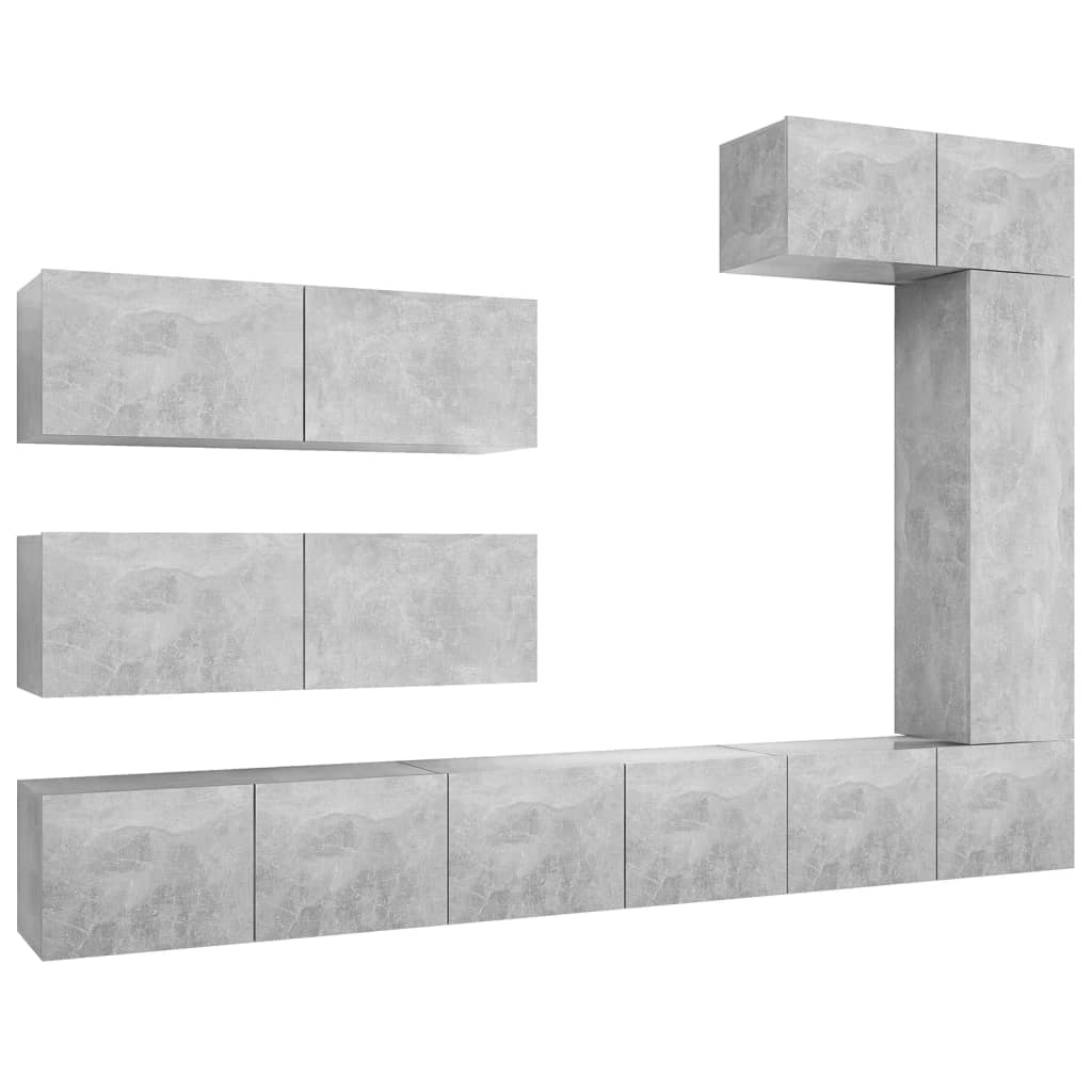 7-tlg. TV-Schrank-Set Betongrau Holzwerkstoff