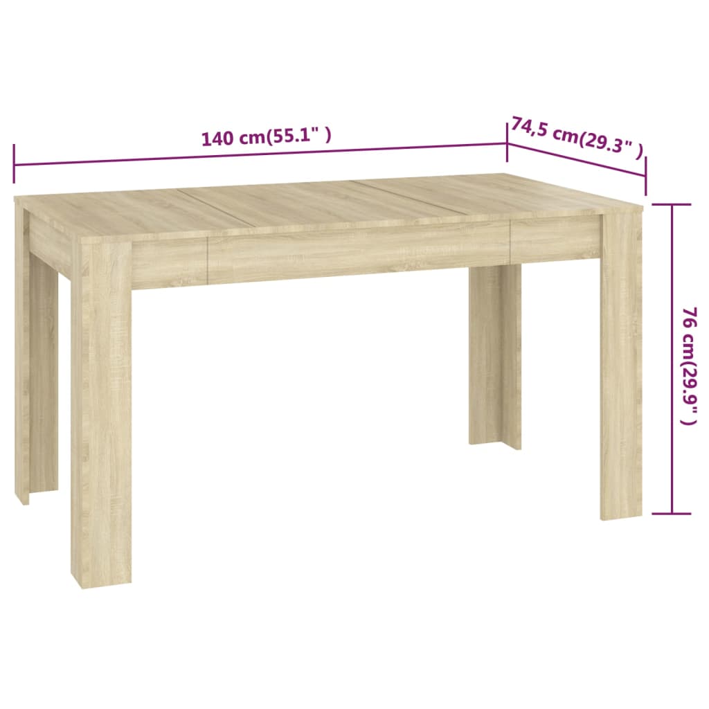 Esstisch Sonoma-Eiche 140x74,5x76 cm Holzwerkstoff