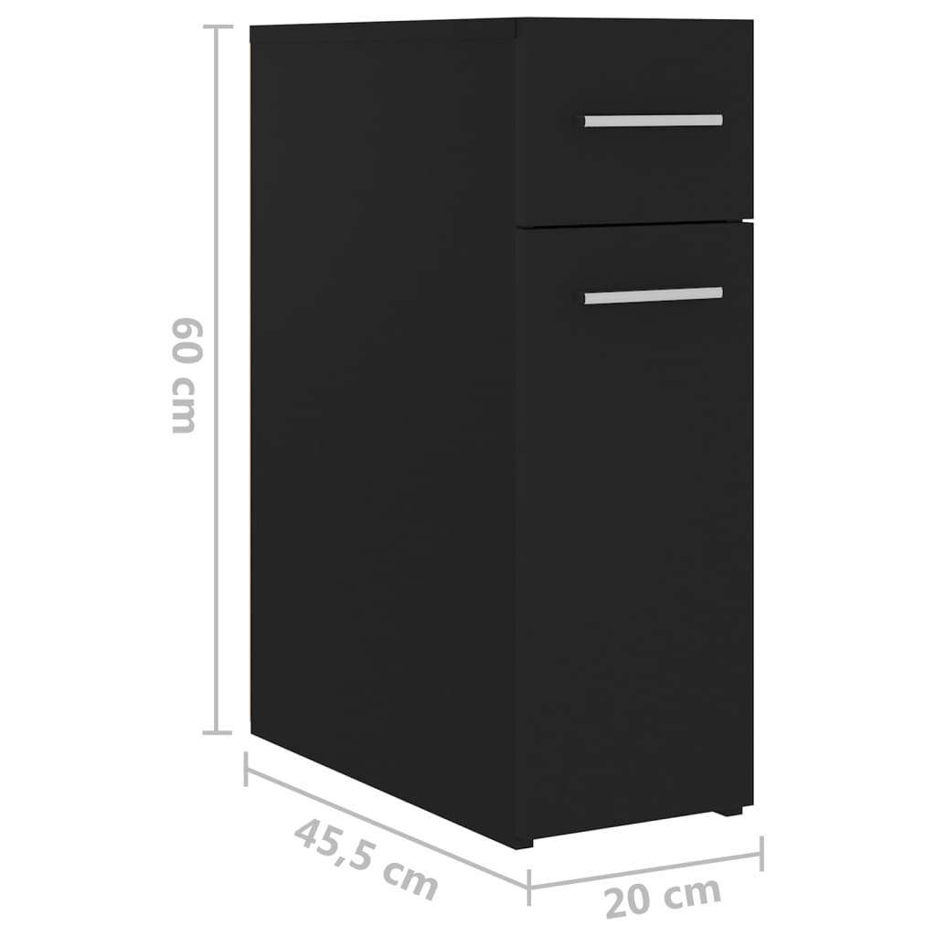 Apothekerschrank Schwarz 20x45,5x60 cm Holzwerkstoff