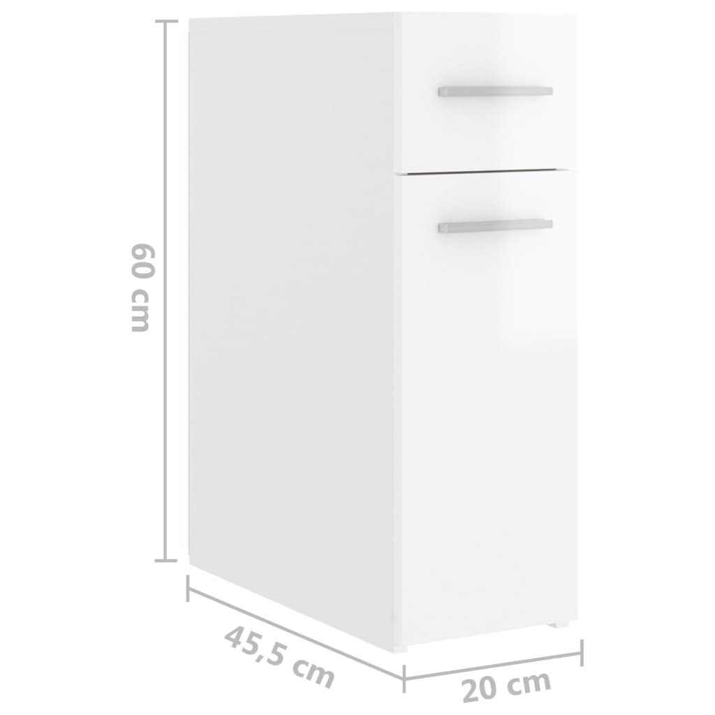 Apothekerschrank Hochglanz-Weiß 20x45,5x60 cm Holzwerkstoff