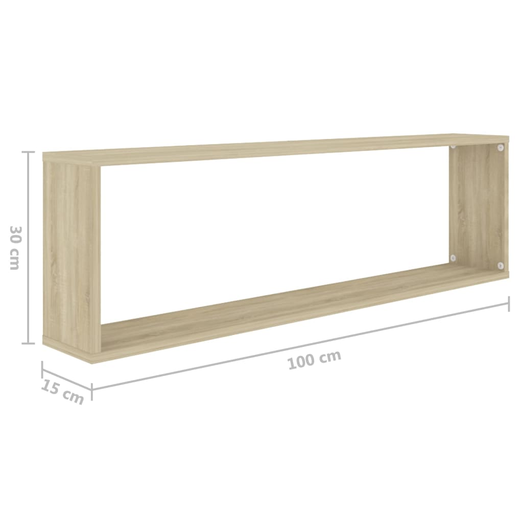 Würfelregale 2 Stk. Sonoma-Eiche 100x15x30 cm Holzwerkstoff