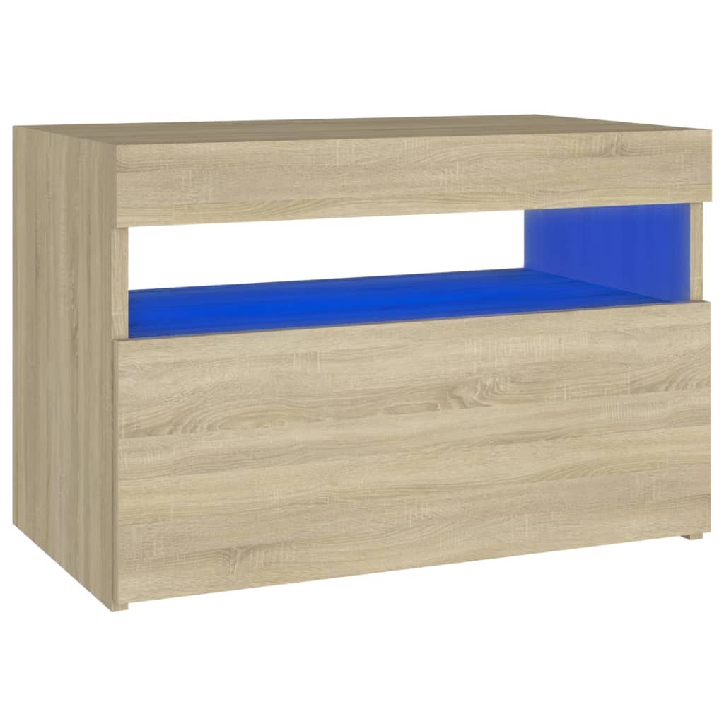 Nachttisch LED-Leuchten Sonoma-Eiche 60x35x40cm Holzwerkstoff