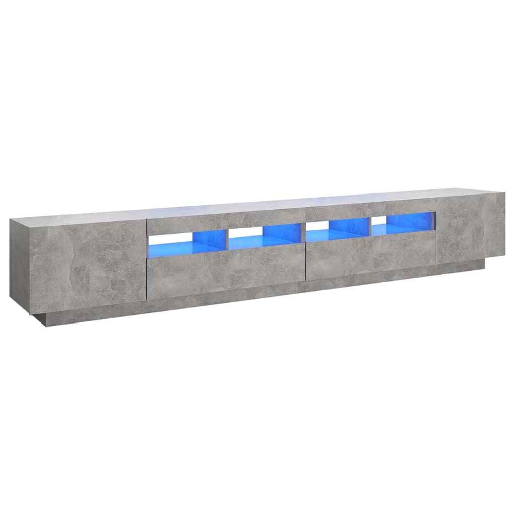 TV-Schrank mit LED-Leuchten Betongrau 260x35x40 cm