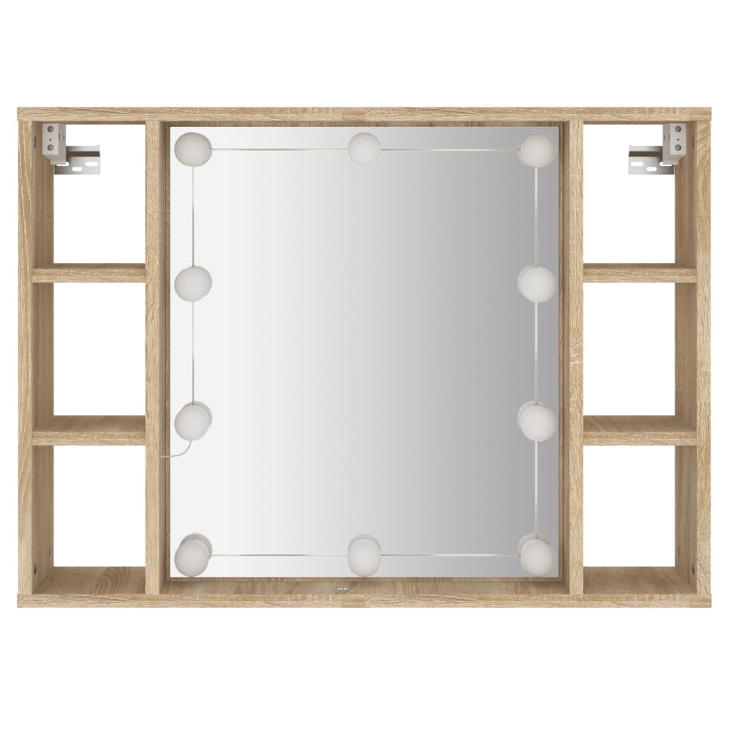 Spiegelschrank mit LED Sonoma-Eiche 76x15x55 cm