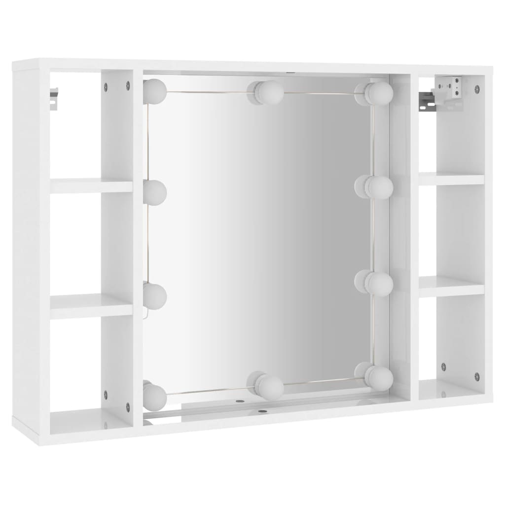 Spiegelschrank mit LED Hochglanz-Weiß 76x15x55 cm