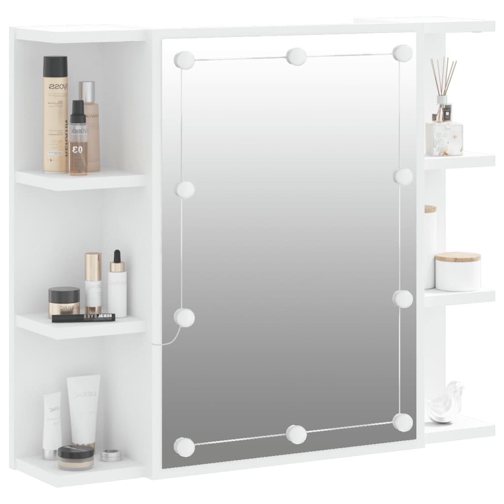 Spiegelschrank mit LED Weiß 70x16,5x60 cm