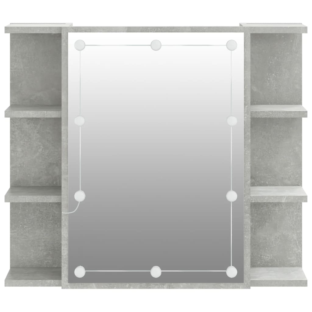 Spiegelschrank mit LED Betongrau 70x16,5x60 cm