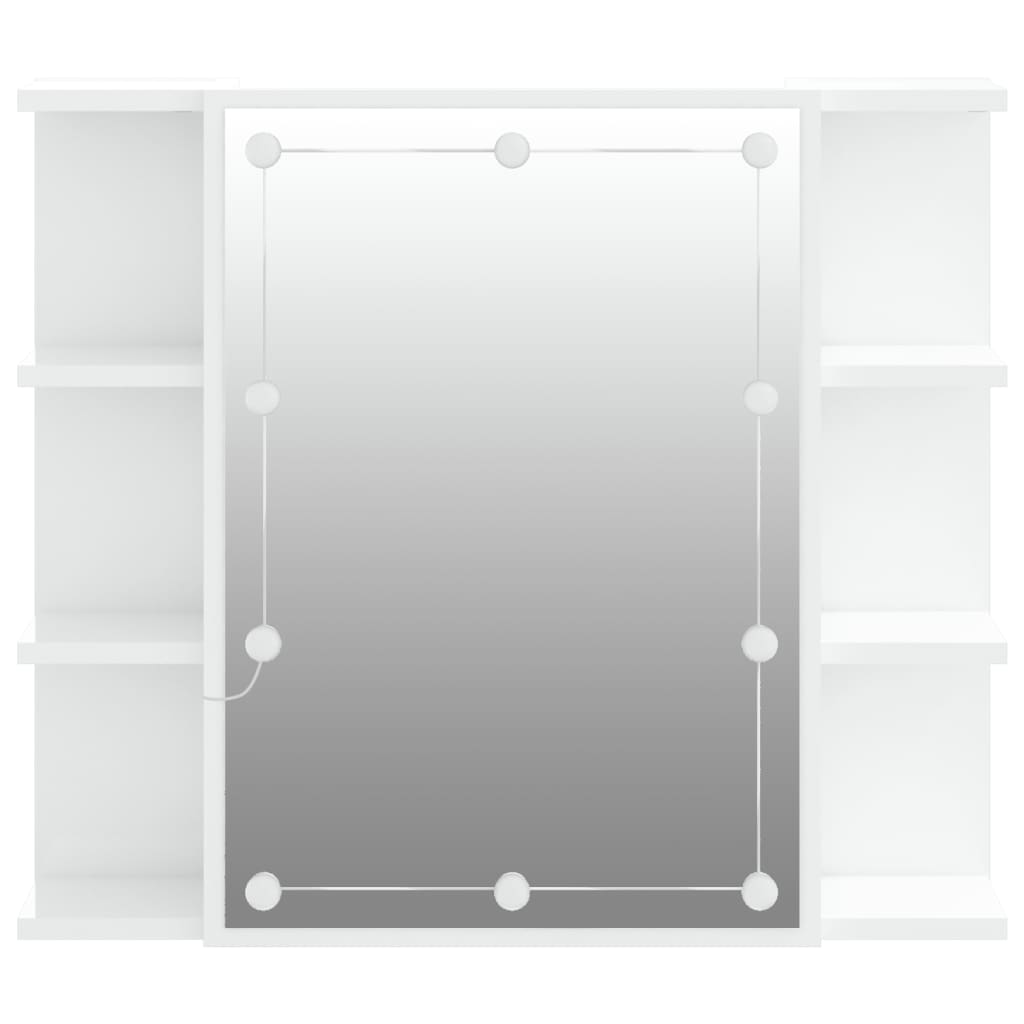 Spiegelschrank mit LED Hochglanz-Weiß 70x16,5x60 cm
