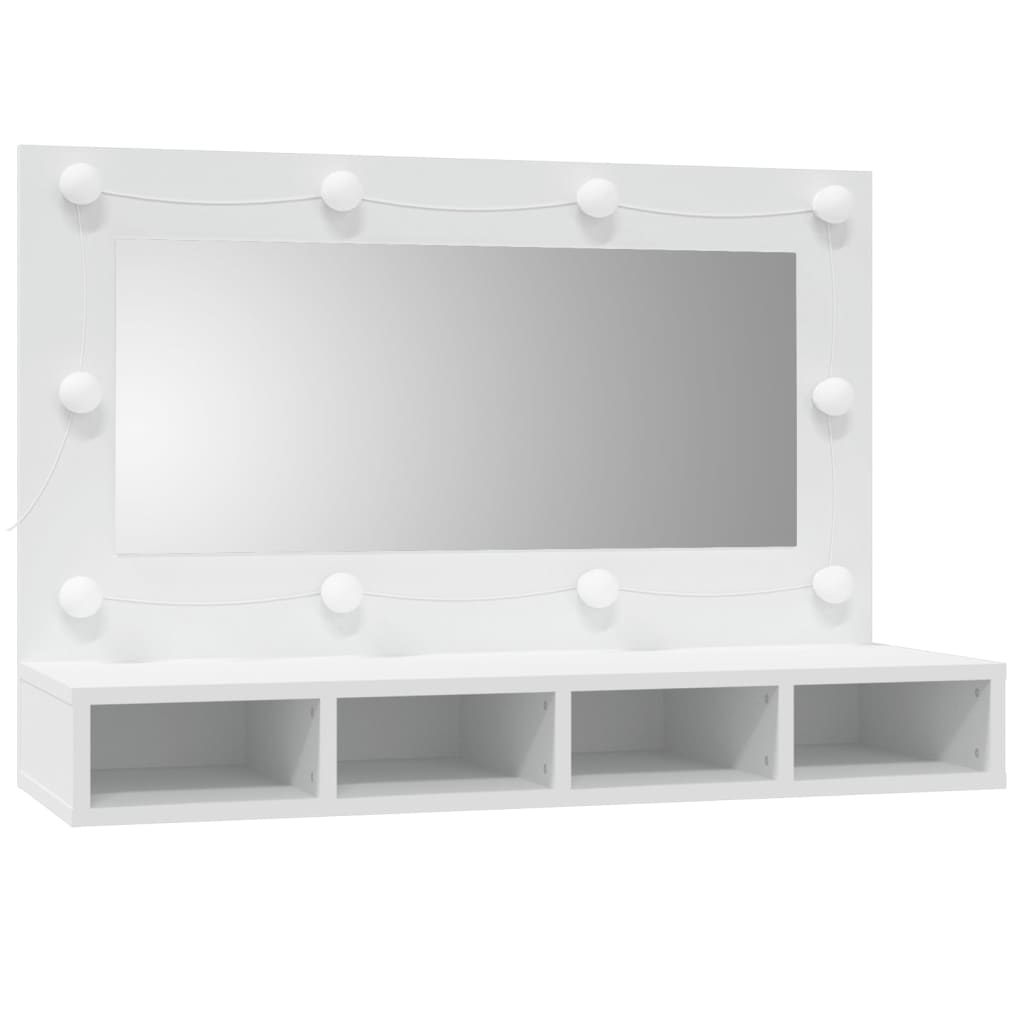 Spiegelschrank mit LED Weiß 90x31,5x62 cm