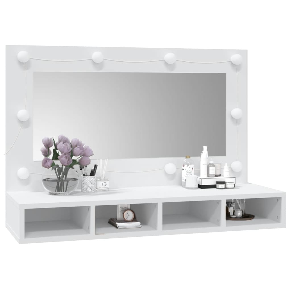Spiegelschrank mit LED Weiß 90x31,5x62 cm
