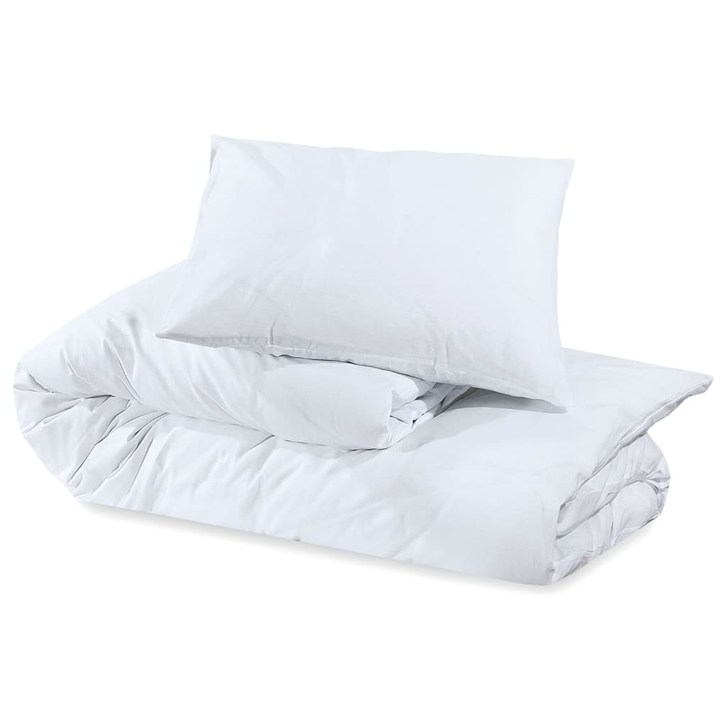 Bettwäsche-Set Weiß 200x200 cm Baumwolle
