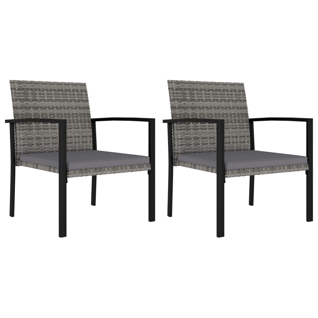 Garten-Essstühle 2 Stk. Poly Rattan Grau