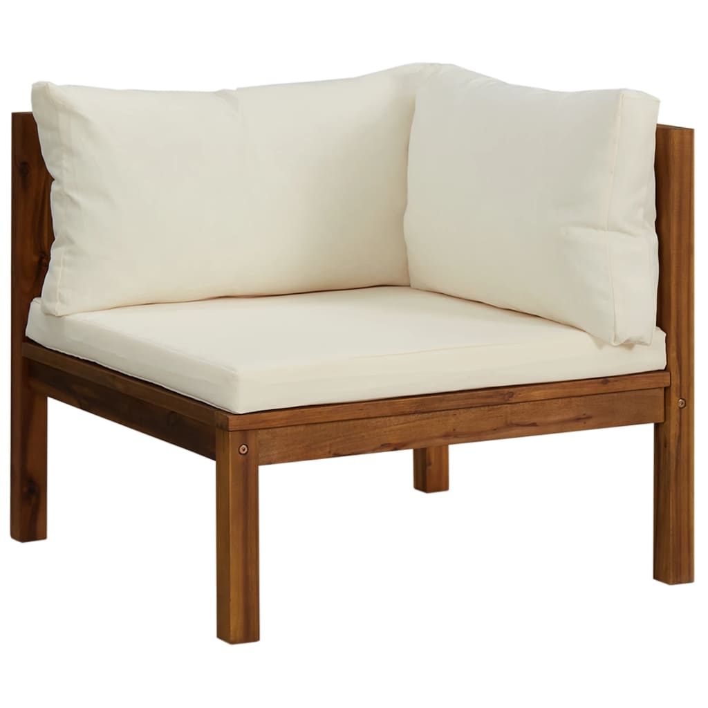 10-tlg. Garten-Lounge-Set mit Creme Kissen Massivholz Akazie