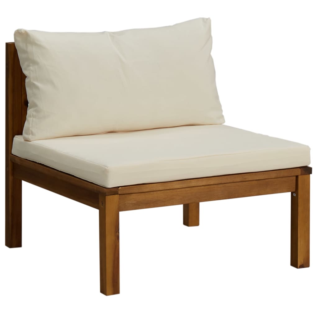 10-tlg. Garten-Lounge-Set mit Creme Kissen Massivholz Akazie