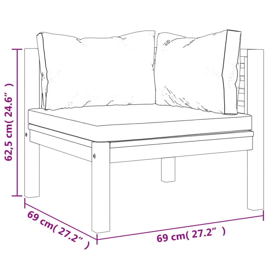 10-tlg. Garten-Lounge-Set mit Creme Kissen Massivholz Akazie