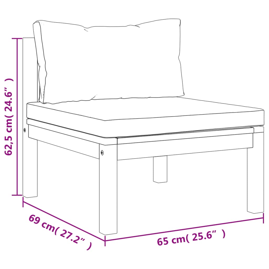 10-tlg. Garten-Lounge-Set mit Creme Kissen Massivholz Akazie