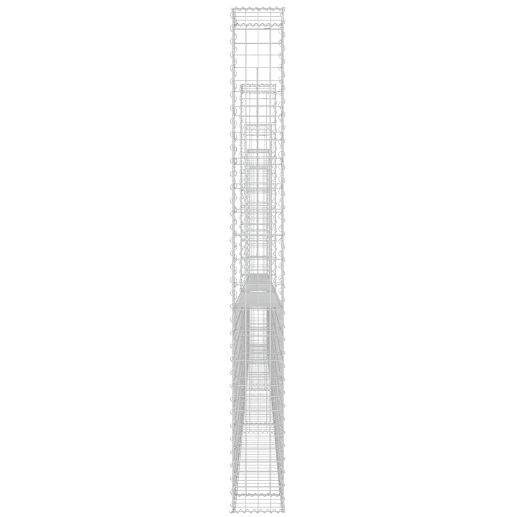 Gabionenkorb U-Form mit 5 Säulen Eisen 500x20x200 cm