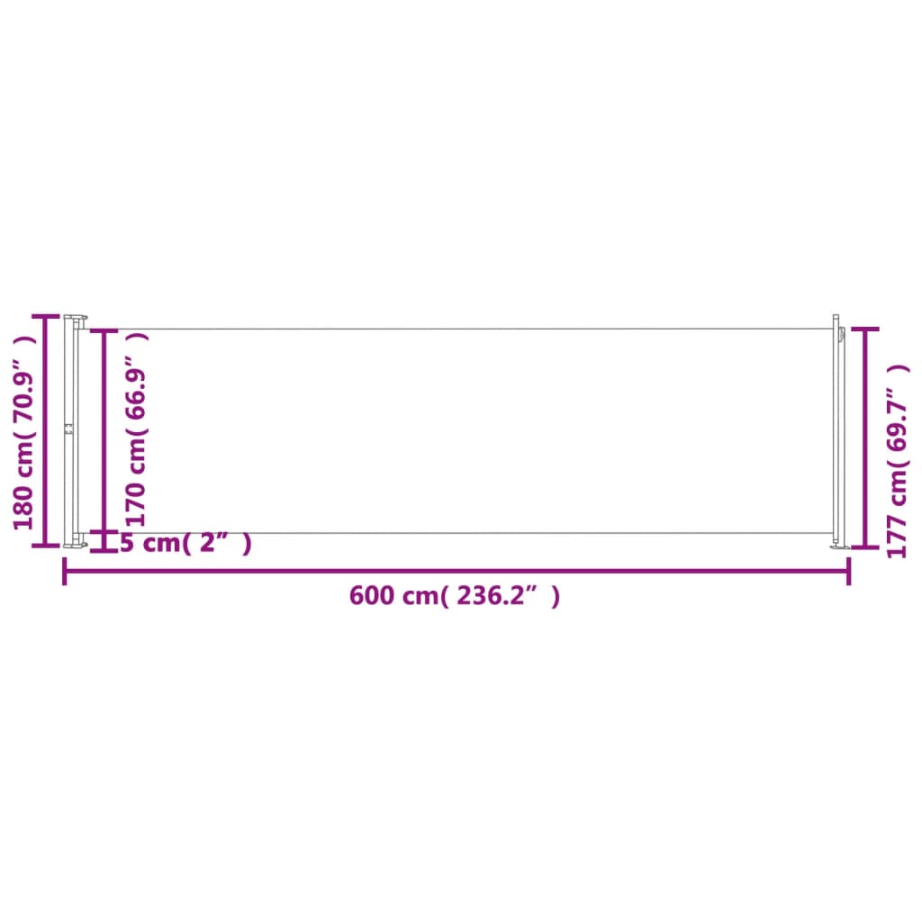 Seitenmarkise Ausziehbar 180x600 cm Creme