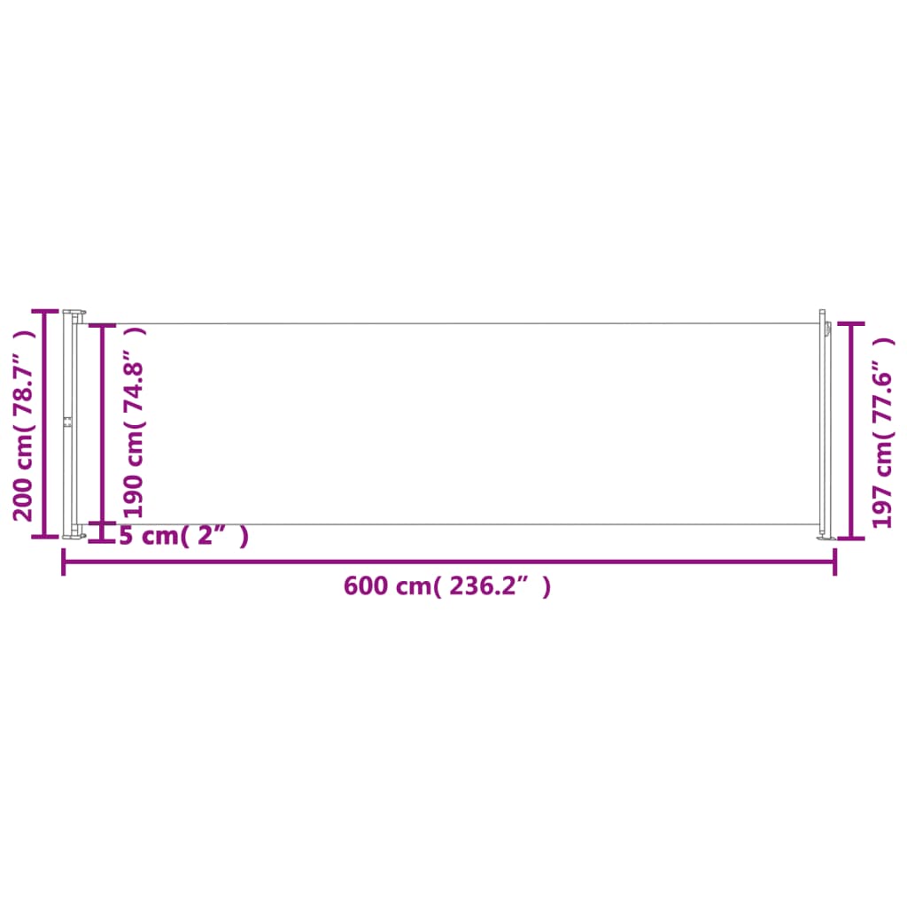 Seitenmarkise Ausziehbar 200x600 cm Grau