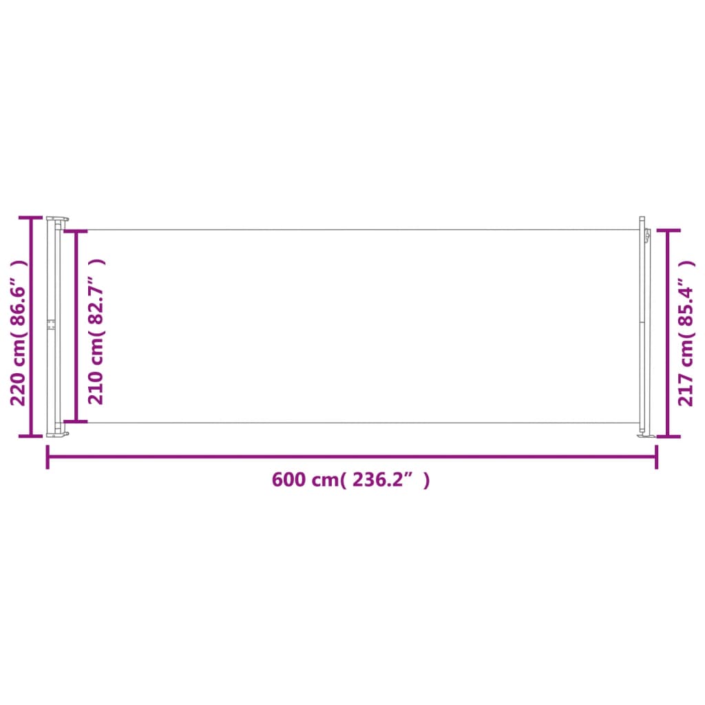 Seitenmarkise Ausziehbar 220x600 cm Braun