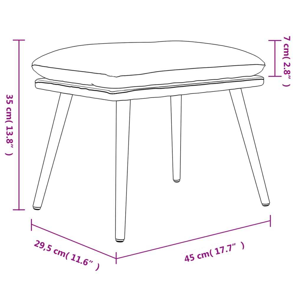 Fußhocker Creme 45x29,5x35 cm Stoff