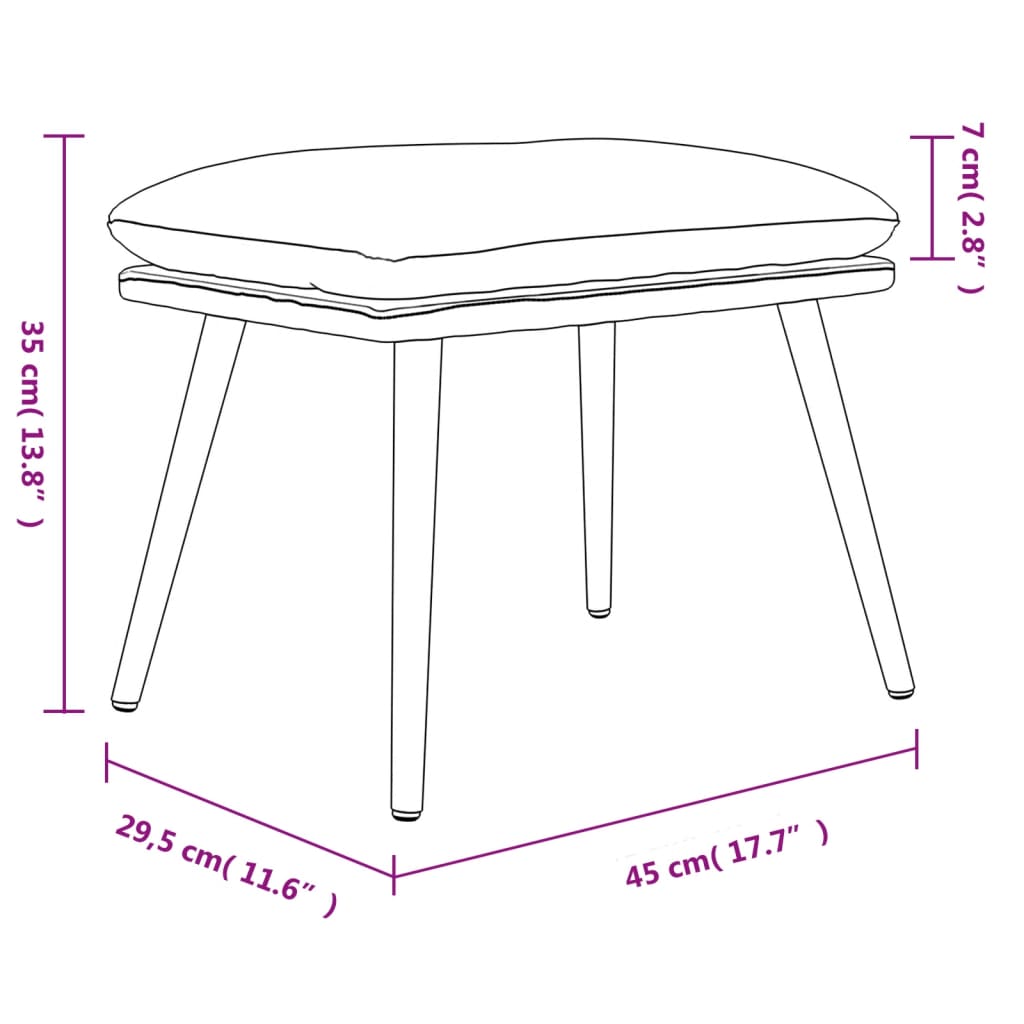 Fußhocker Hellgrau 45x29,5x35 cm Stoff und Kunstleder