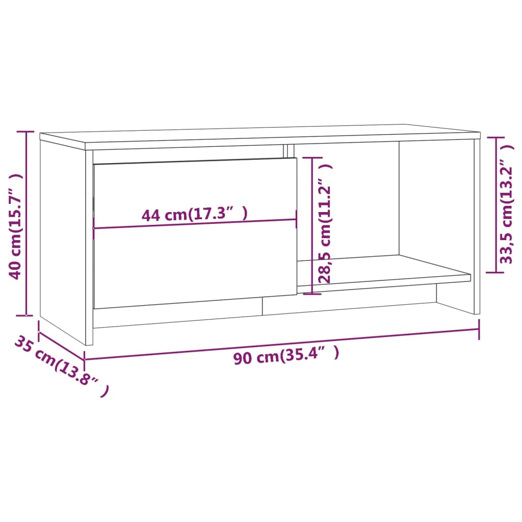 TV-Schrank Schwarz 90x35x40 cm Holzwerkstoff