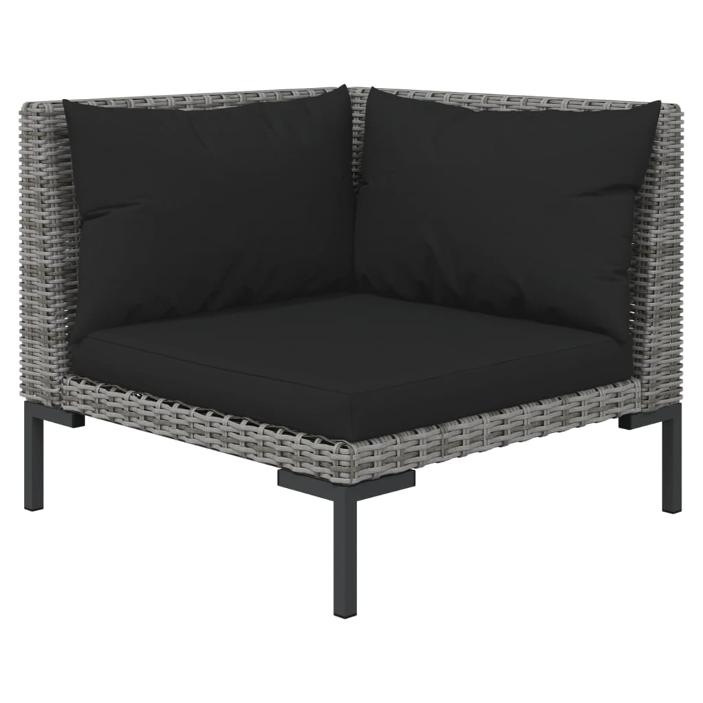 Gartensofas 2 Stk. mit Kissen Halbrundes Poly Rattan