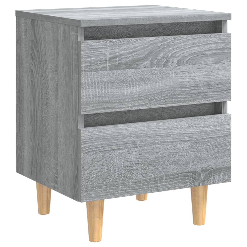 Nachttisch mit Massivholz-Beinen Grau Sonoma 40x35x50 cm