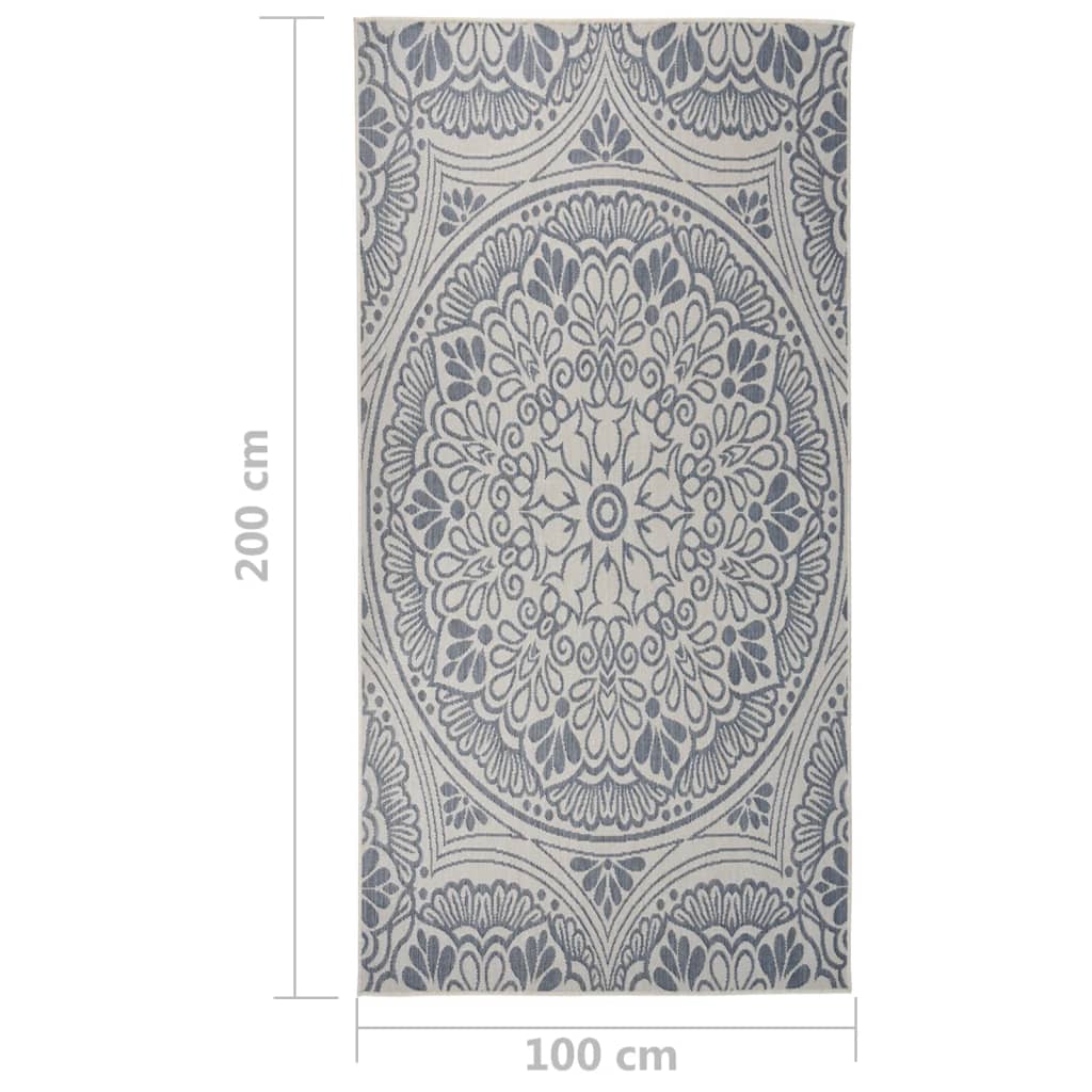 Outdoor-Teppich Flachgewebe 100x200 cm Blaues Muster