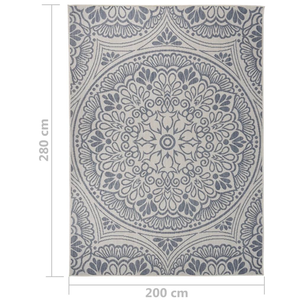 Outdoor-Teppich Flachgewebe 200x280 cm Blaues Muster
