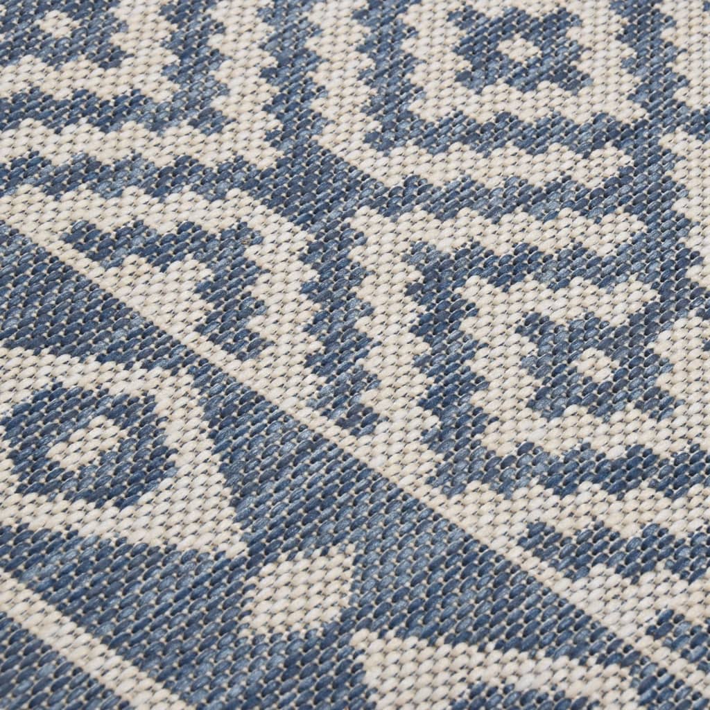 Outdoor-Teppich Flachgewebe 140x200 cm Blau Gestreift
