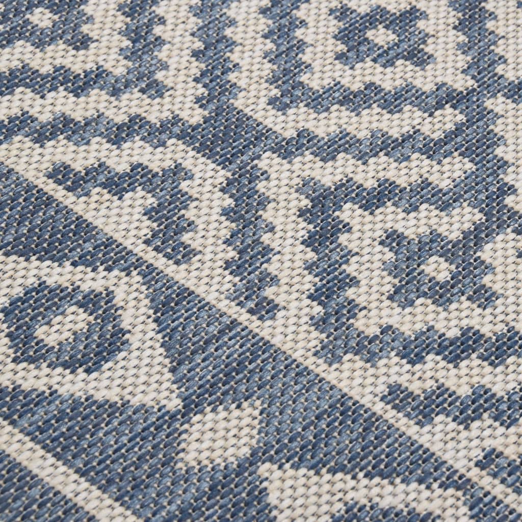 Outdoor-Teppich Flachgewebe 200x280 cm Blau Gestreift