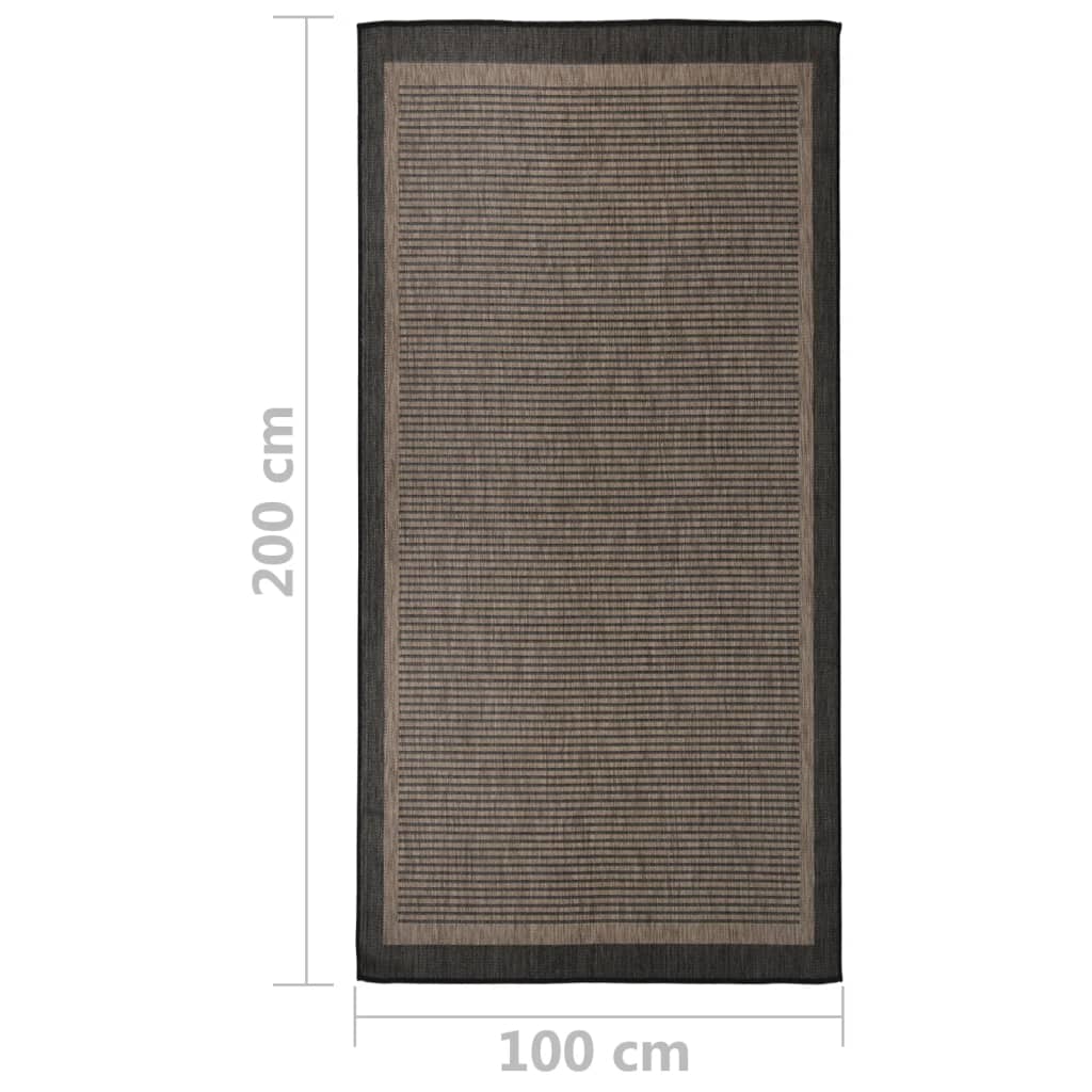 Outdoor-Teppich Flachgewebe 100x200 cm Dunkelbraun