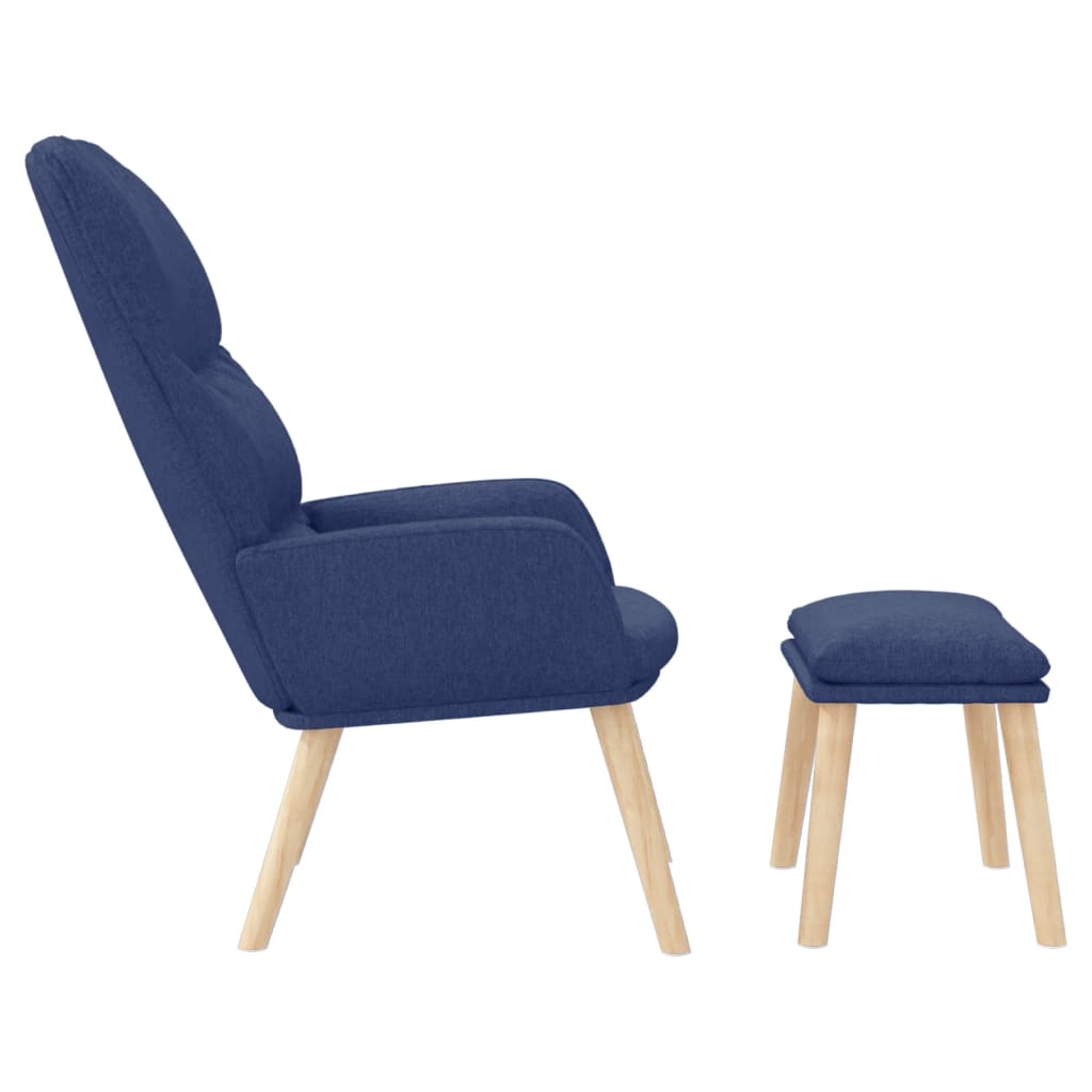 Relaxsessel mit Hocker Blau Stoff