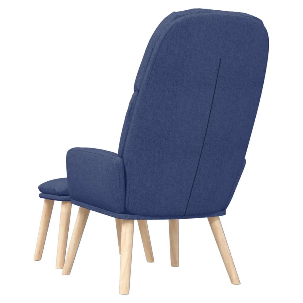 Relaxsessel mit Hocker Blau Stoff