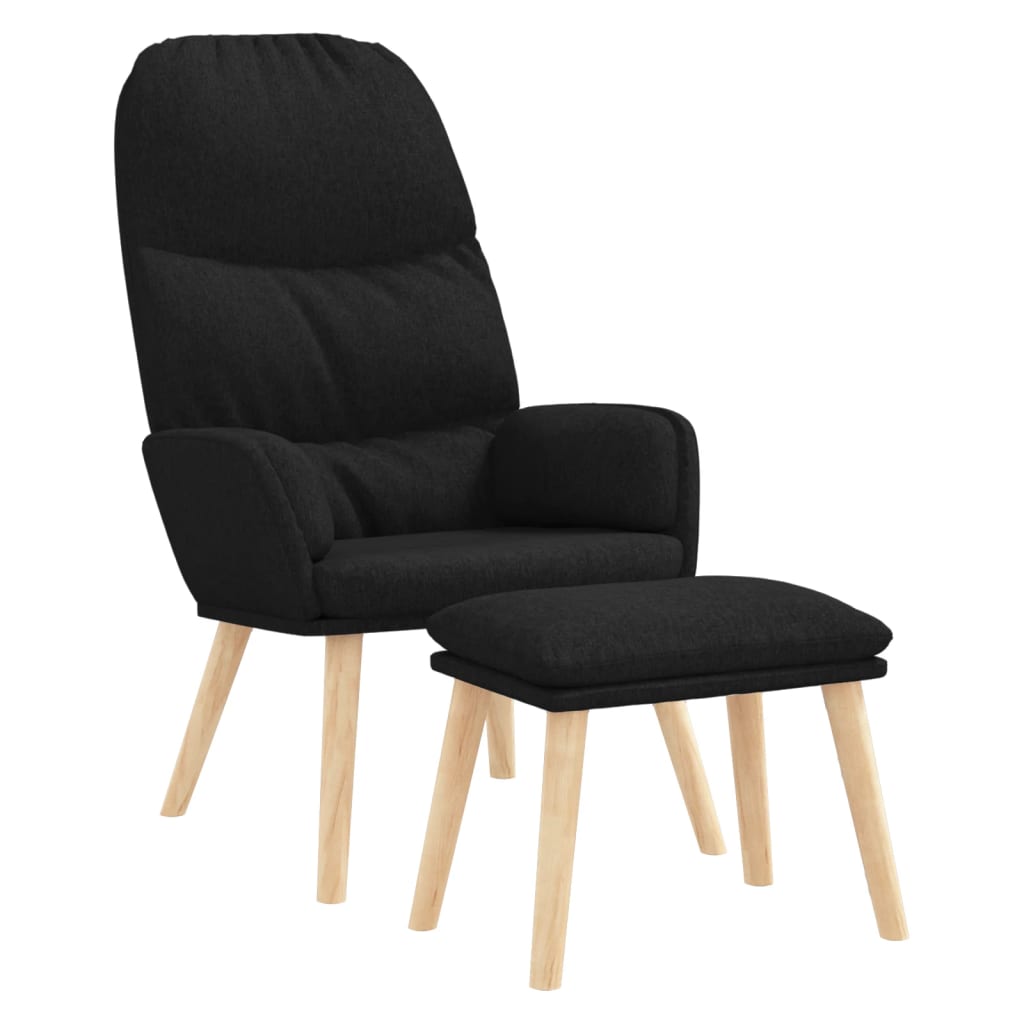 Relaxsessel mit Hocker Schwarz Stoff