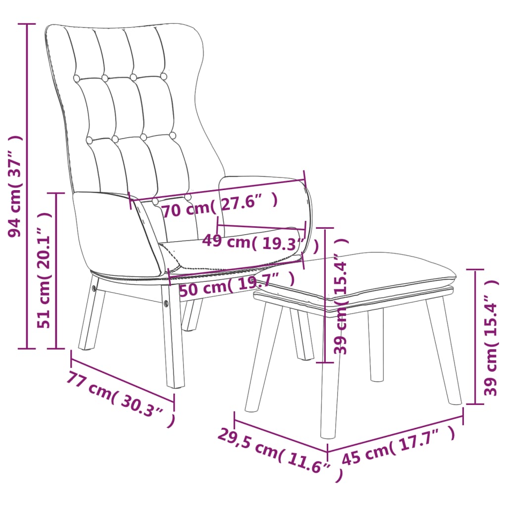 Relaxsessel mit Hocker Dunkelgrau Stoff