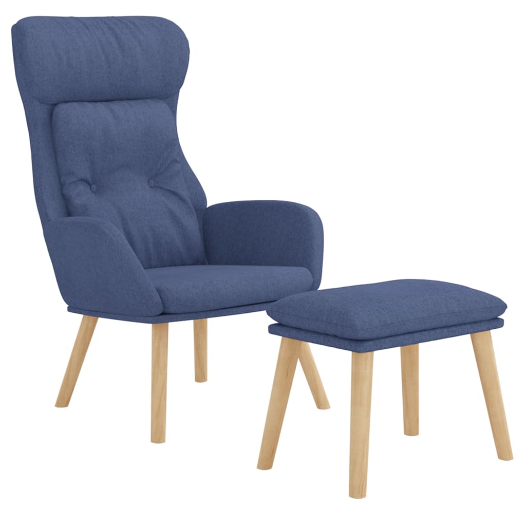 Relaxsessel mit Hocker Blau Stoff